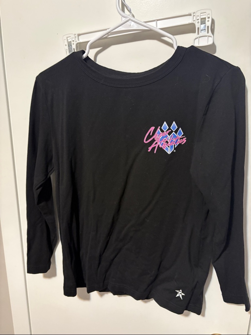 Kids Cheer Athletics Black Long-Sleeve Tee with Pink & Blue Graphic